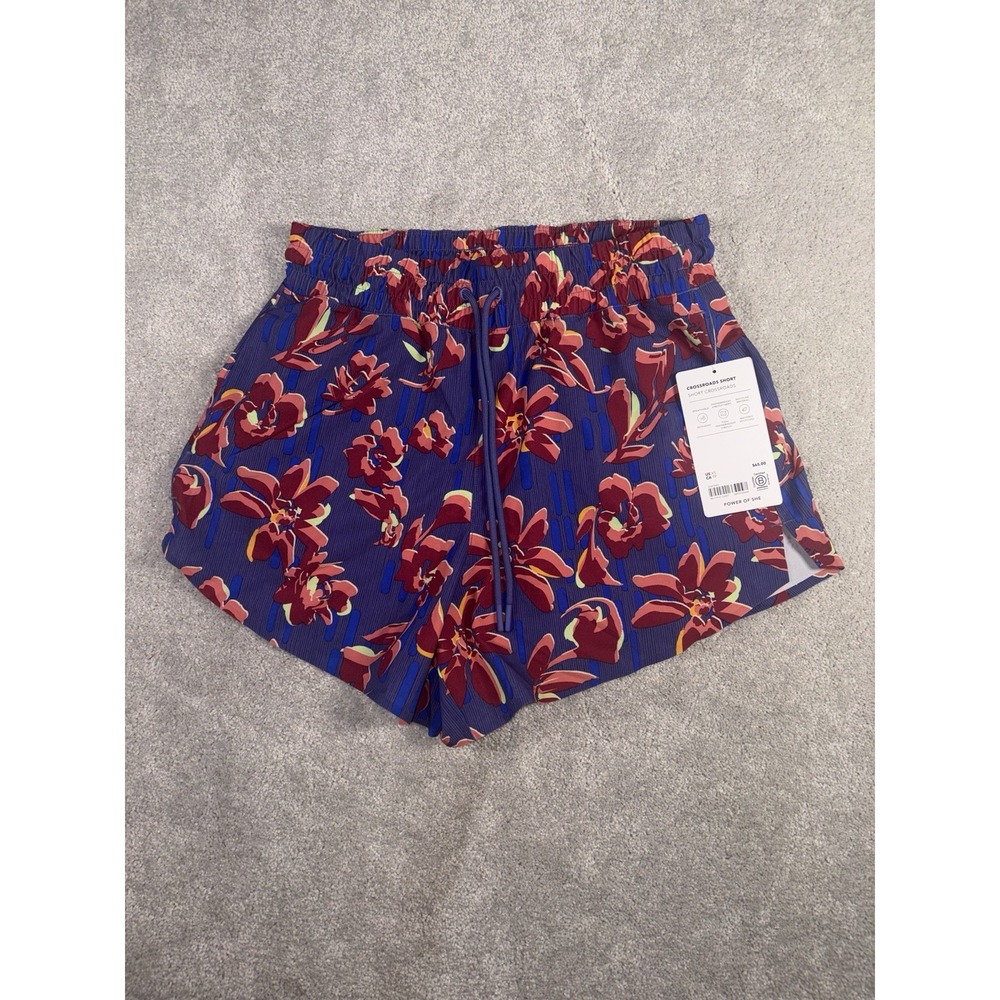 Athleta Crossroads Women's Floral Purple Shorts Size Xs Drawstring Elastic NWT‎